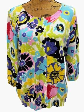 Women’s Hampshire Studio Multicolored Floral Button Down Cardigan sz-L